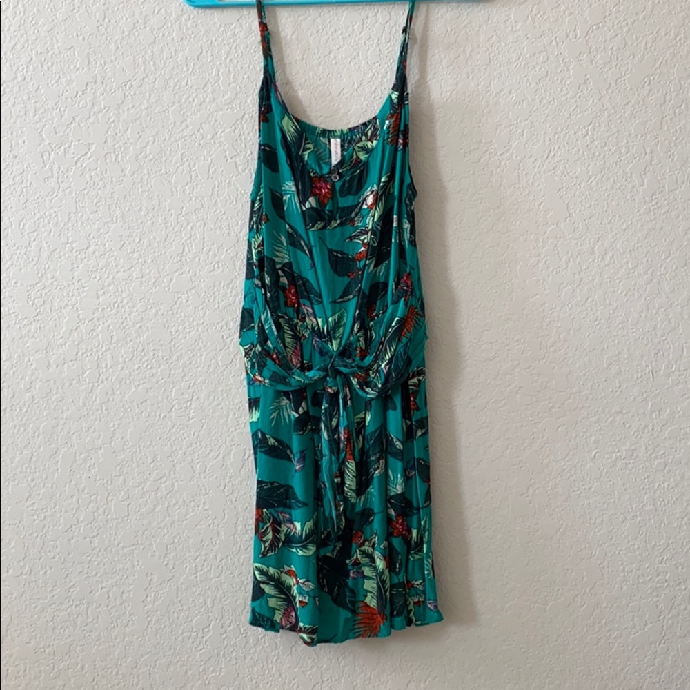 Tropical green mini dress
